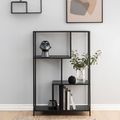 Seaford Bookshelf - Open - Black Melamine and Metal