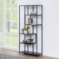 Seaford Tall Bookshelf - Black Melamine and Metal