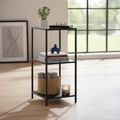 Seaford Clear Glass and Black Metal Small Open Shelving Unit