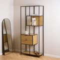 Seaford Shelving Unit - 2 Drawer - Tall - Oak and Black Metal