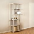Seaford Shelving Unit - Tall - Slatted - Grey Melamine and Metal