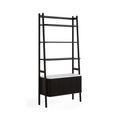 Soho Black 2 Door Slatted Bookcase - White Marble Top