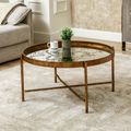Antique Gold Metal Round Tray Coffee Table