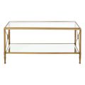 Axis Clear Glass and Gold Metal Coffee Table 