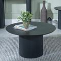 Bern Fluted Black Round Coffee Table with Drum Base