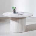 Bern Fluted White Washed Oak Effect Round Coffee Table with Drum Base