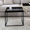 Black and White Square Metal Coffee Table with Tray