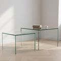 Dice Clear Glass Square Coffee Table - Set of 2