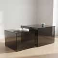 Dice Smoked Glass Square Coffee Table - Set of 2