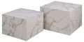 Dice White Carrara Marble Effect Coffee Table - Set of 2