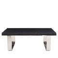 Kerala Black Glass Coffee Table with Silver Base
