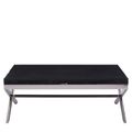 Kerala Black Glass Coffee Table with Silver Cross Base