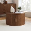 Axel Coffee Table - Round - 2 Door - Walnut Fluted