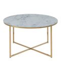 Alisma White Marble Effect Round Coffee Table with Gold Legs