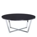 Allure Coffee Table - Round - Black Marble Effect - Chrome Base