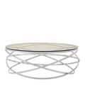 Allure Coffee Table - Round - Clear Glass - Silver Swirl Base
