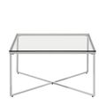 Allure Coffee Table - Square - Clear Glass - Silver Cross Base