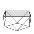 Allure Coffee Table - Square - Clear Glass - Silver Twisted Base