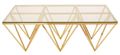 Allure Coffee Table - Glass - Gold Spike Triangle Base