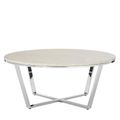 Allure Coffee Table - Round - White Marble Effect - Chrome Base