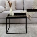 Coffee Table - Square - Black and Gold Metal with Tray