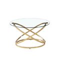 Rizzo Coffee Table - Round - Clear Glass and Gold Metal