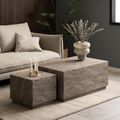 Dice Coffee Table - Grey Marble Effect - Set of 2