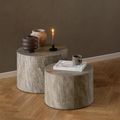Dice Coffee Table - Round - Grey Marble Effect - Set of 2