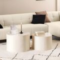 Dice Coffee Table - Round - Travertine Effect - Set of 2