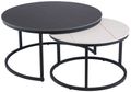 Ferrante White and Black Sintered Stone Round Coffee Table - Set of 2