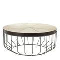 Kensington Townhouse Coffee Table - Round - Beige Faux Fur with Metal