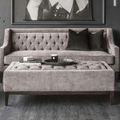 Theodore Coffee Table - Warm Grey Fabric - Buttoned Ottoman