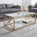 Miami Coffee Table - 120cm - Glass and Gold
