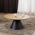 Soli Coffee Table - Round - Oak and Black Metal - Large