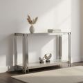 Belini Console Table  Grey Sintered Stone and Chrome