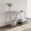Calabria Console Table  Grey Sintered Stone and Chrome