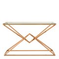 Allure Console Table - Clear Glass - Rose Gold Corseted Base