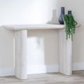 Bern Fluted White Washed Oak Effect Pedestal Console Table
