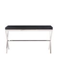 Kerala Console Table - Black Glass with Silver Cross Base