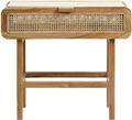 Merge Teak Wood Rattan with Glass Console Table with Glass Top