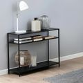Seaford Console Table - with Shelves - Black Melamine and Metal