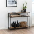 Seaford Console Table - with Shelves - Oak and Black Metal