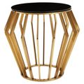 Ackley Black Glass and Gold Round Side Table 