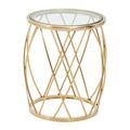 Ackley Clear Glass and Gold Round Side Table 
