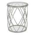 Ackley Clear Glass and Silver Round Side Table 