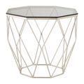Allure Brown Glass Octagonal End Table with Brushed Nickel Base