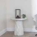 Carrera White Marble Round Side Table