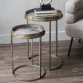 Libra Vienna Gold Atlas Metal Round Side Tray Table - Set of 2