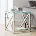 Miami Glass and Chrome Square Lamp Table