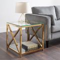 Miami Glass and Gold Square Lamp Table